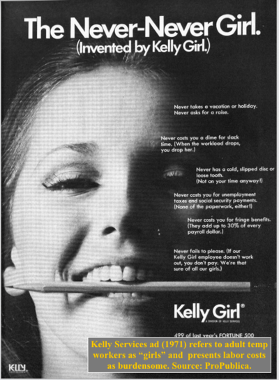 <b>Kelly Services</b> &quot;Never Never Girl&quot; ad. Source: ProPublica - 400px-Kelly_Services_Never_Never_Girl
